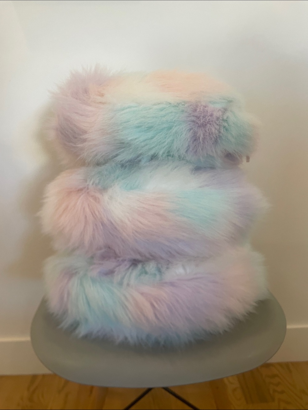 Pottery Barn Teen Pastel Rainbow Faux Fur Round Pillows - Accent Pillows